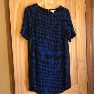 Blue and Black Dress with Leather Sides